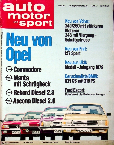 Auto Motor und Sport 20/1978 Auto Motor und Sport 20/1978